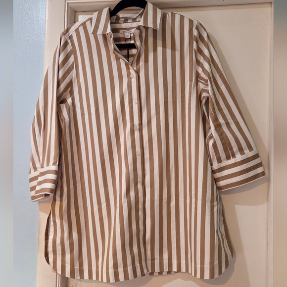 Women's Chico's Neutral Striped Tunic, Size 8. NWT - Picture 6 of 16